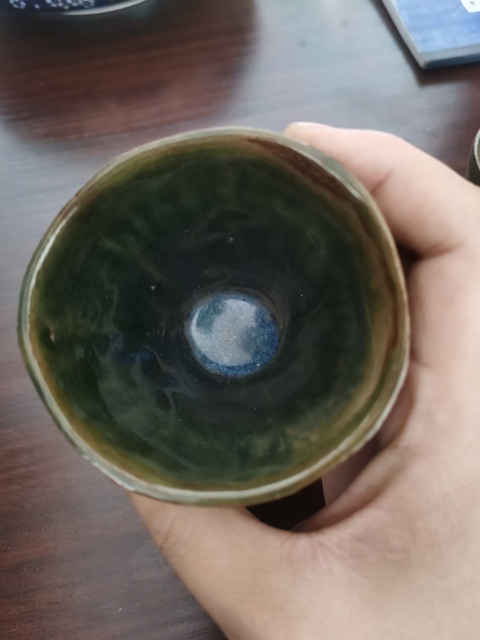 古玩陶瓷綠釉杯一對拍賣，當前價格5400元