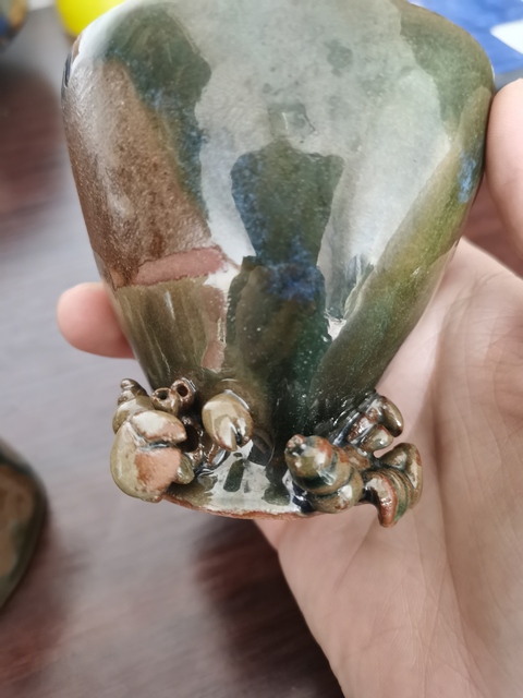 古玩陶瓷綠釉杯一對拍賣，當前價格5400元