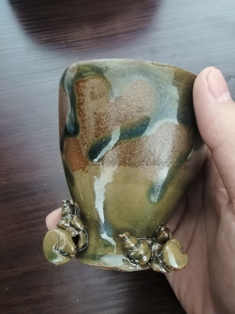 古玩陶瓷綠釉杯一對拍賣，當前價格5400元