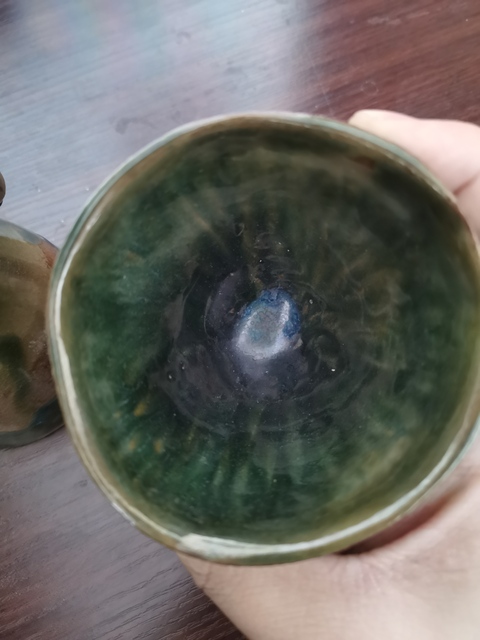 古玩陶瓷綠釉杯一對拍賣，當前價格5400元