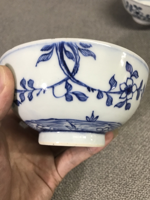 古玩陶瓷清早期青花白描桃花流水紋碗拍賣，當前價格6600元