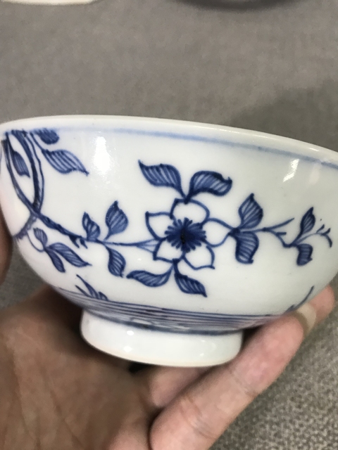 古玩陶瓷清早期青花白描桃花流水紋碗拍賣，當前價格6600元