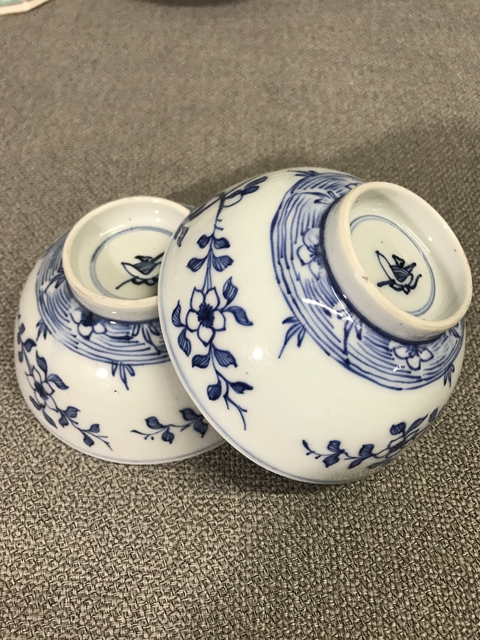 古玩陶瓷清早期青花白描桃花流水紋碗拍賣，當前價格6600元