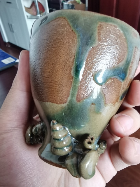 古玩陶瓷綠釉杯一對拍賣，當前價格5400元