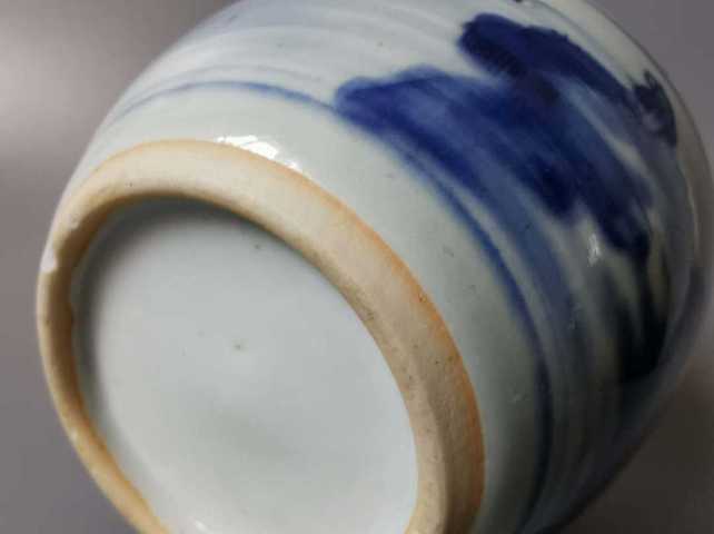 古玩陶瓷清雍正青花山水人物垂釣紋砂口罐拍賣，當(dāng)前價格9400元