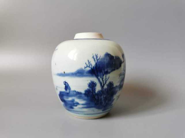 古玩陶瓷山水紋罐拍賣，當前價格12500元