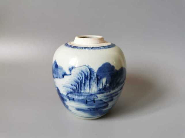 古玩陶瓷山水紋罐拍賣，當前價格12500元