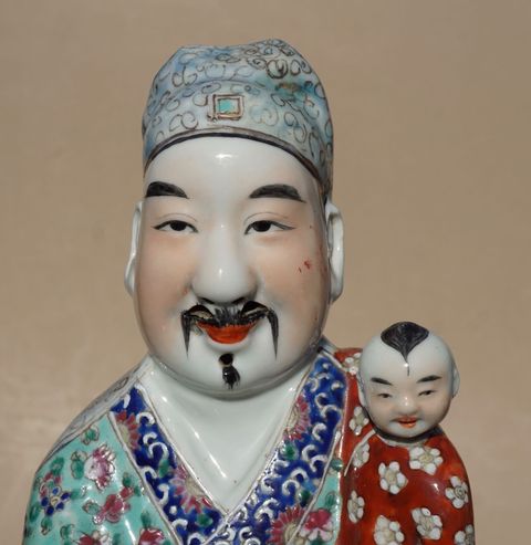 古玩陶瓷粉彩三星送子瓷塑擺件拍賣，當前價格11800元