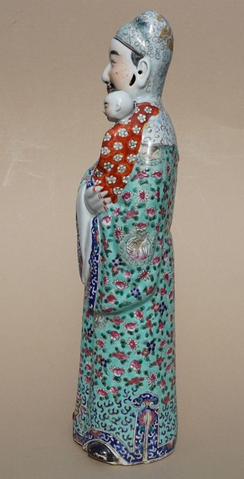 古玩陶瓷粉彩三星送子瓷塑擺件拍賣，當前價格11800元