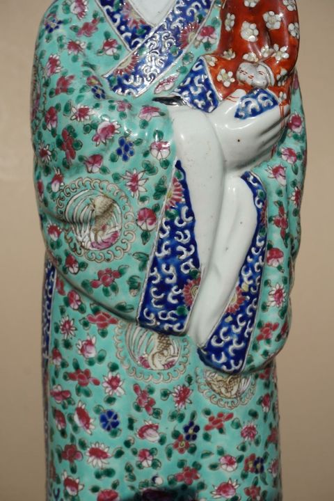 古玩陶瓷粉彩三星送子瓷塑擺件拍賣，當前價格11800元