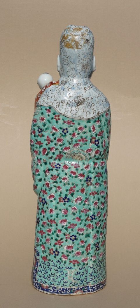 古玩陶瓷粉彩三星送子瓷塑擺件拍賣，當前價格11800元