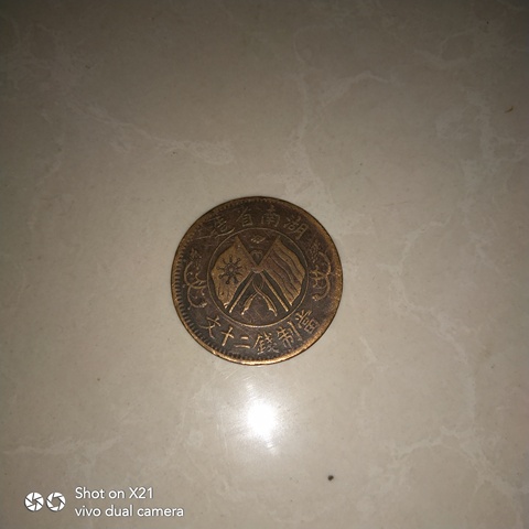 古玩錢幣二十文銅元兩枚拍賣，當前價格10500元