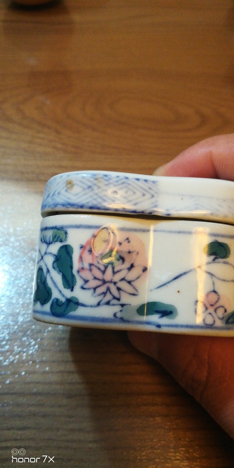 古玩陶瓷花卉紋青花加彩蓋盒拍賣，當前價格8800元