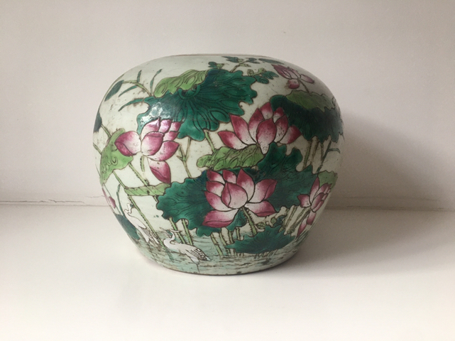 古玩陶瓷粉彩荷花罐拍賣，當前價格5600元