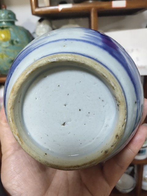 古玩陶瓷青花山水紋鼓頸瓶拍賣，當前價格13500元