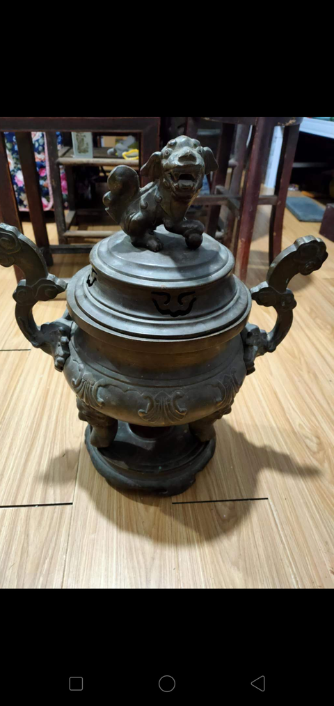 古玩銅器獅鈕獸足爐拍賣，當前價格12800元