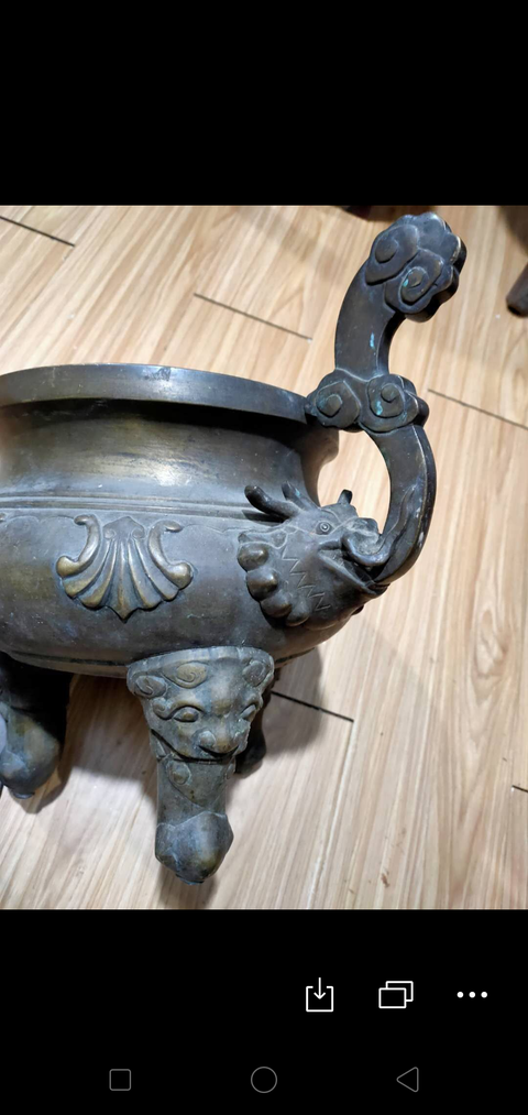 古玩銅器獅鈕獸足爐拍賣，當前價格12800元