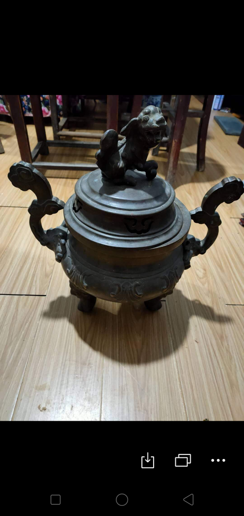 古玩銅器獅鈕獸足爐拍賣，當前價格12800元