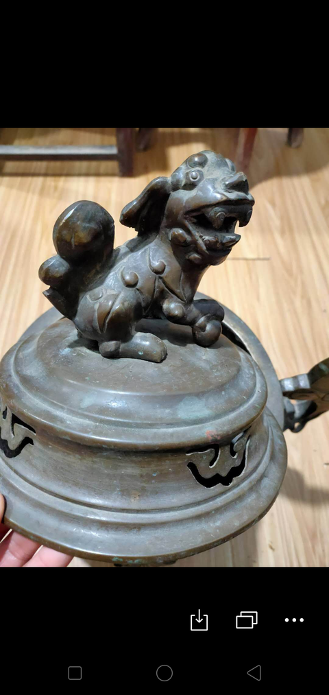 古玩銅器獅鈕獸足爐拍賣，當前價格12800元