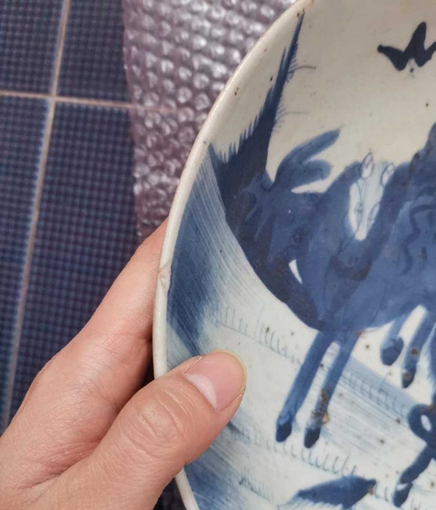 古玩陶瓷青花雙駿圖盤拍賣，當(dāng)前價(jià)格5500元