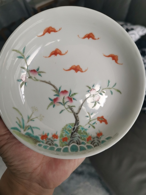 古玩陶瓷粉彩福壽紋盤拍賣，當前價格7000元