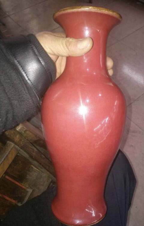 古玩陶瓷霽紅觀音瓶拍賣，當前價格9500元