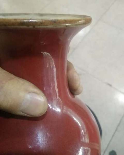 古玩陶瓷霽紅觀音瓶拍賣，當前價格9500元