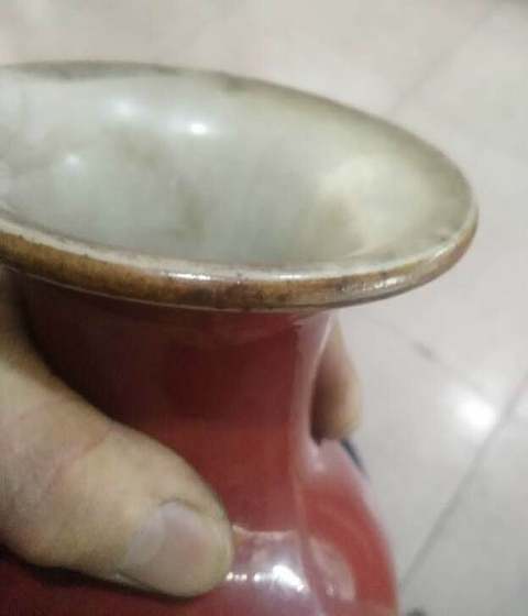 古玩陶瓷霽紅觀音瓶拍賣，當前價格9500元