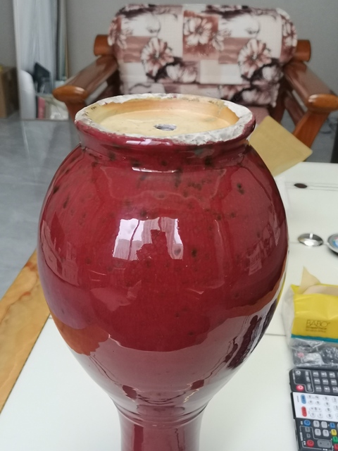 古玩陶瓷清代中期鈞紅釉弦紋瓶拍賣，當前價格9800元