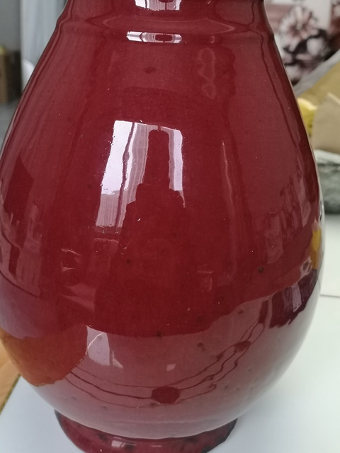 古玩陶瓷清代中期鈞紅釉弦紋瓶拍賣，當前價格9800元