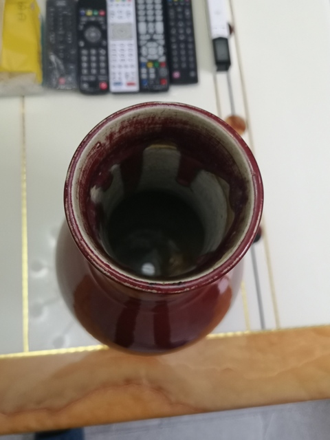 古玩陶瓷清代中期鈞紅釉弦紋瓶拍賣，當前價格9800元