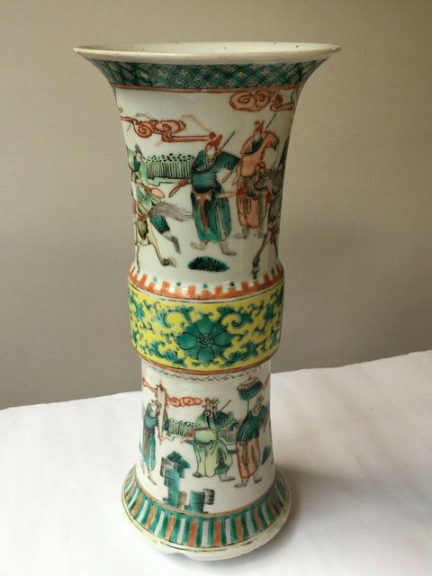 古玩陶瓷五彩刀馬人物紋花觚拍賣，當前價格10000元