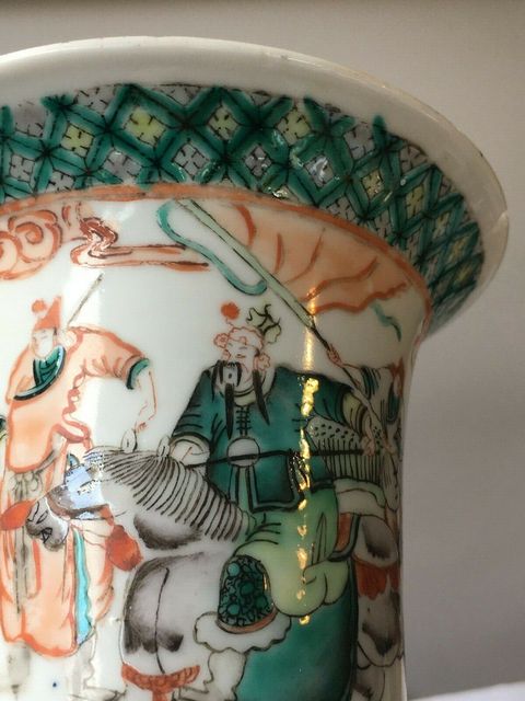 古玩陶瓷五彩刀馬人物紋花觚拍賣，當前價格10000元