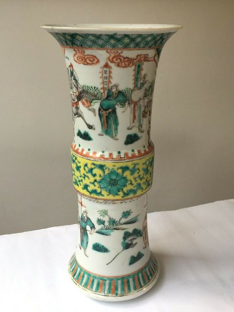 古玩陶瓷五彩刀馬人物紋花觚拍賣，當前價格10000元