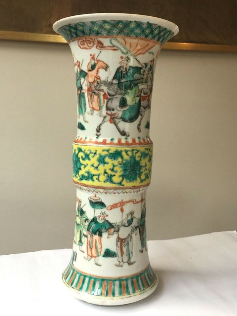 古玩陶瓷五彩刀馬人物紋花觚拍賣，當前價格10000元