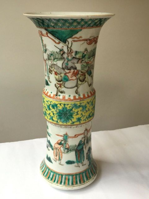 古玩陶瓷五彩刀馬人物紋花觚拍賣，當前價格10000元