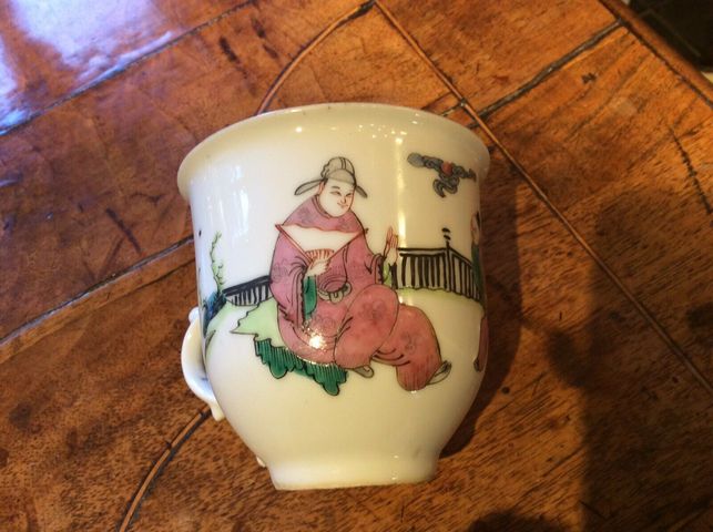 古玩陶瓷粉彩太白醉酒人物故事紋把杯拍賣，當前價格10000元