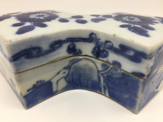 古玩陶瓷清光緒青花山水紋方勝形印盒拍賣，當(dāng)前價格6000元