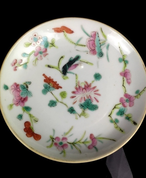 古玩陶瓷粉彩折枝花卉紋盤拍賣，當前價格2560元