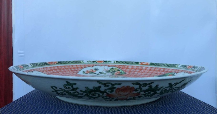 古玩陶瓷五彩開光花卉紋盤拍賣，當(dāng)前價(jià)格6000元