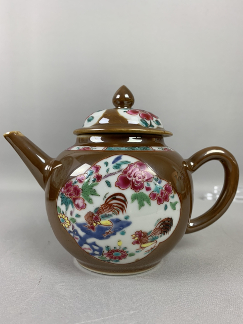 古玩陶瓷雍正醬釉粉彩富貴加官圖執(zhí)壺拍賣，當(dāng)前價(jià)格10000元