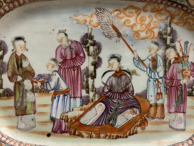 古玩陶瓷乾隆廣彩花鳥人物紋長方盤拍賣，當前價格10000元