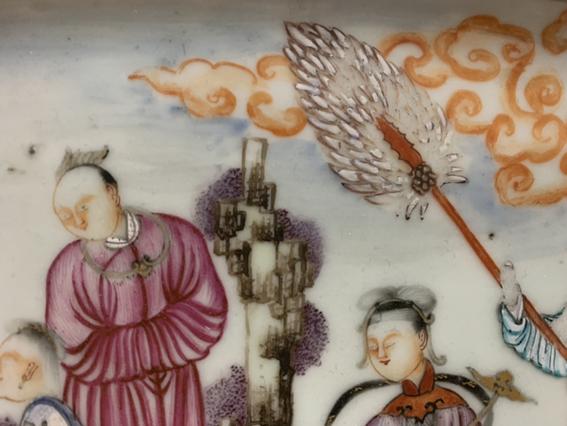 古玩陶瓷乾隆廣彩花鳥人物紋長方盤拍賣，當前價格10000元