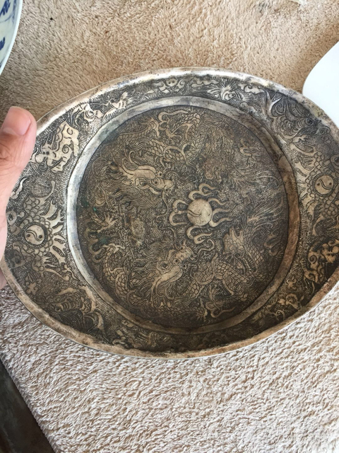 古玩雜項龍紋銀盤拍賣，當前價格5000元