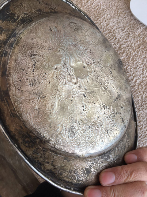 古玩雜項龍紋銀盤拍賣，當前價格5000元