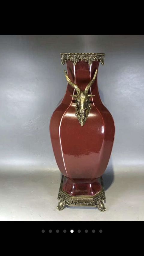 古玩陶瓷鈞紅釉四方倭角瓶拍賣，當前價格5000元