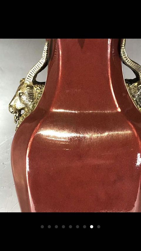 古玩陶瓷鈞紅釉四方倭角瓶拍賣，當前價格5000元