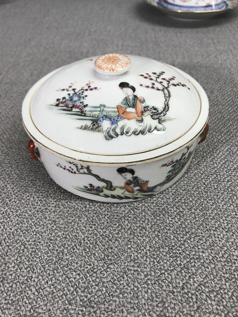 古玩陶瓷粉彩桃花美女紋一品鍋拍賣，當(dāng)前價格4000元