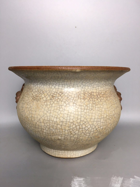 古玩陶瓷哥釉獅耳爐拍賣，當前價格6000元