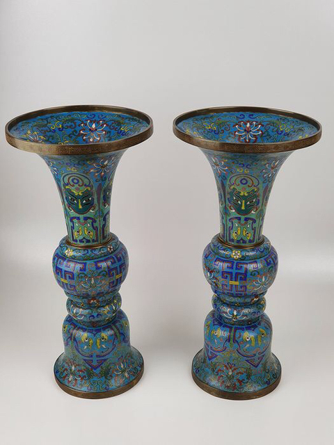 古玩雜項(xiàng)景泰藍(lán)花觚拍賣，當(dāng)前價(jià)格7650元